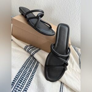 Madewell Black Strappy Slide Sandals real leather